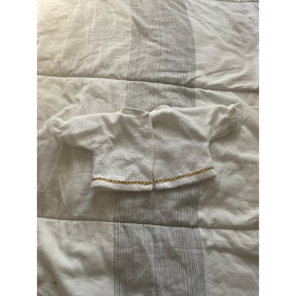 Baby Leopard-Trimmed White Top With Gold Chain Embroidery Doll Clothing - Picture 4 of 5